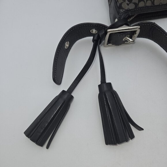 Coach Legacy Black Gray Signature Logo Purse Jacquard Duffle Shoulder Bag Tass - Picture 10 of 16